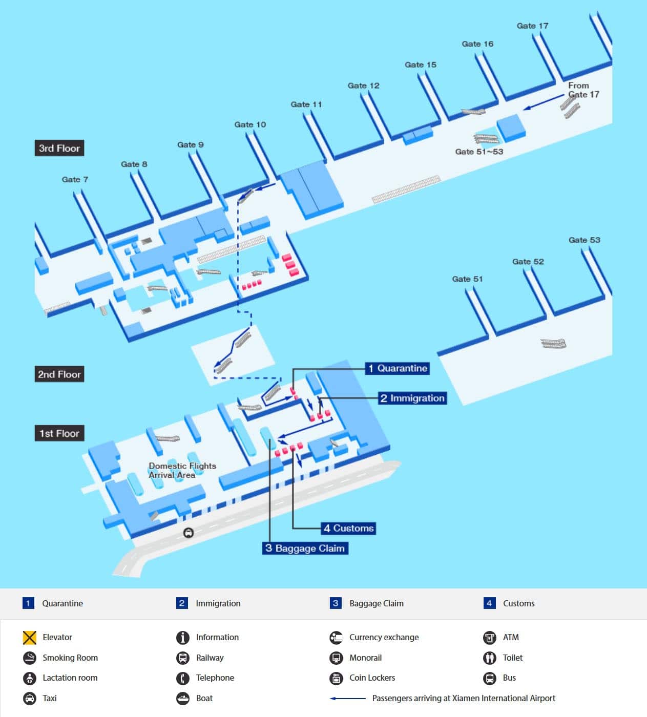 厦門空港の到着マップ