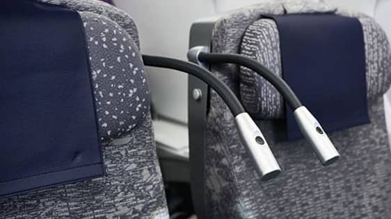 Adjustable personal light and 6-way adjustable headrest
