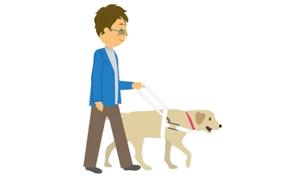 illustration of a man with an assistance dog