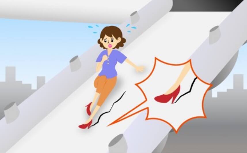 high heels damaging evacuation slide