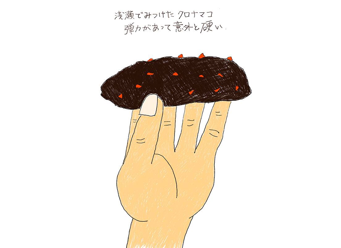 浅瀬でみつけたクロナマコ 弾力があって意外と硬い